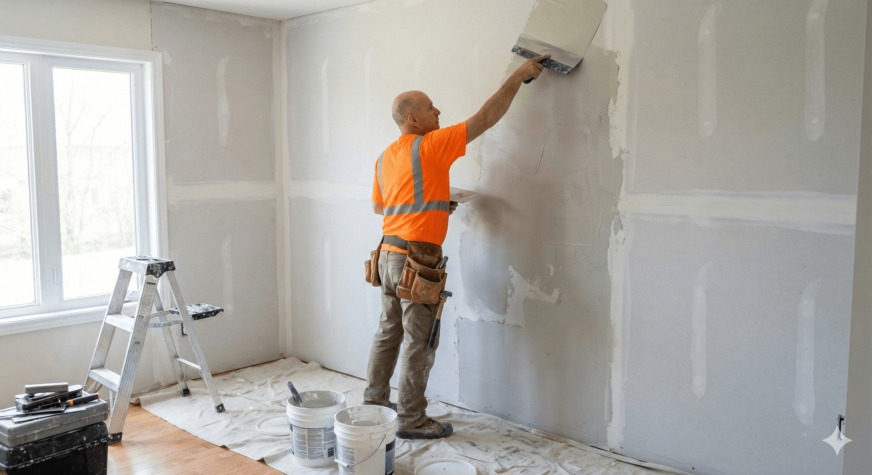Stucco Repair project in progress